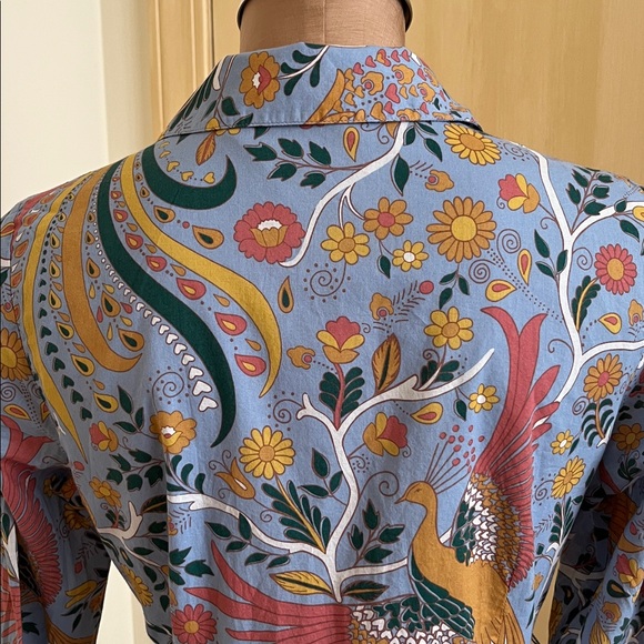 BODEN "Kitty" Cottage Garden Party Birds/Floral Full Skirt Cotton Shirtdress 10P - Picture 6 of 16